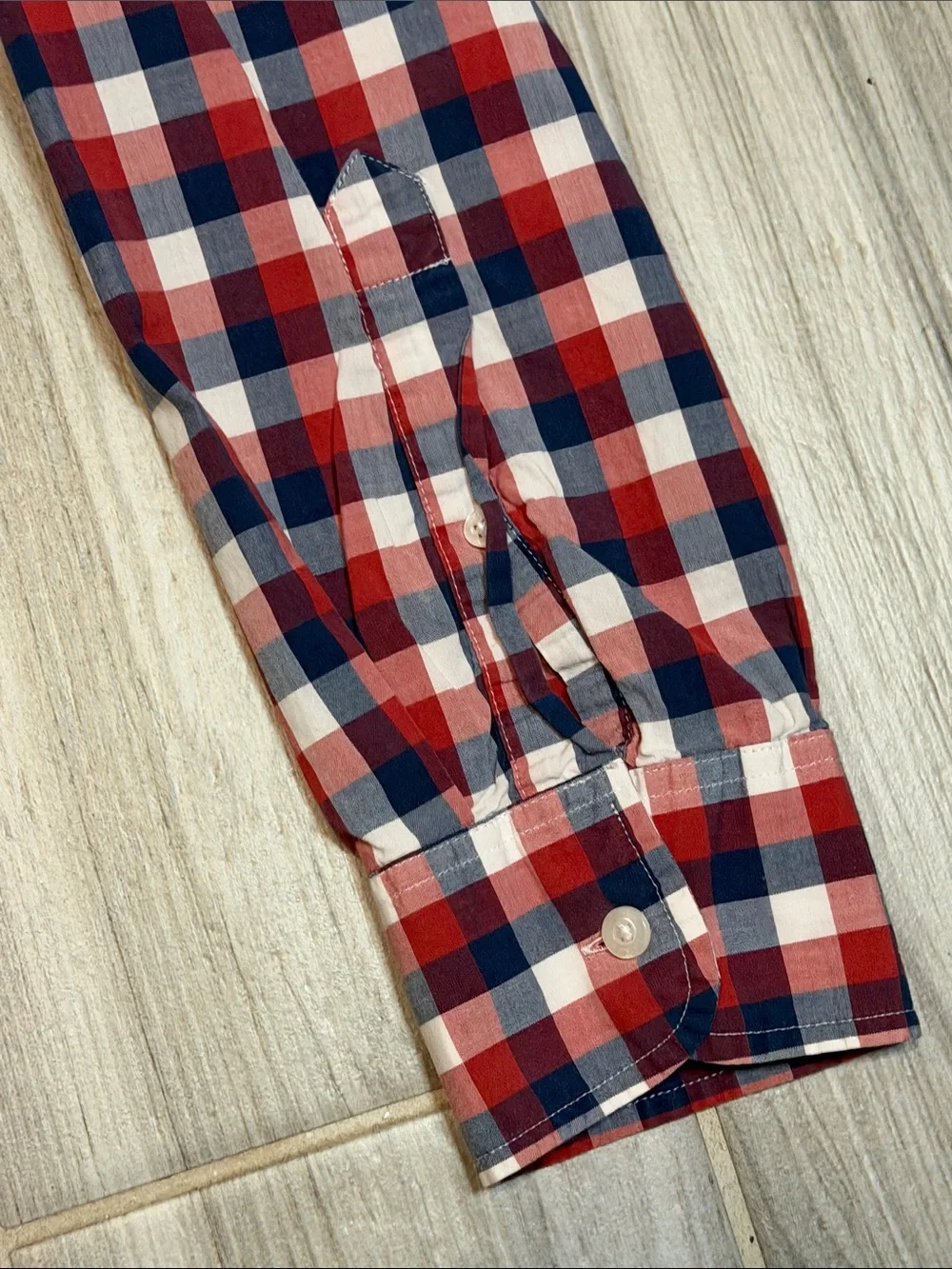 J. Crew Men’s Red Navy White Plaid Button-Down Shirt